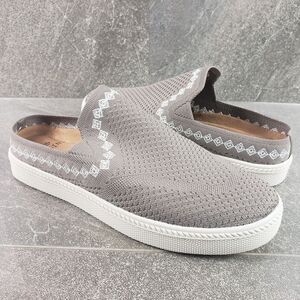 Earth Origins Shoes 7 Wide Embroidered Knit Mules Zilly Slides Granite
